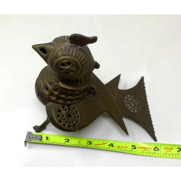 Vintage Khorasan Style Brass Bird Dove Incense Burner Hinged Lid India READ - Picture 10 of 10
